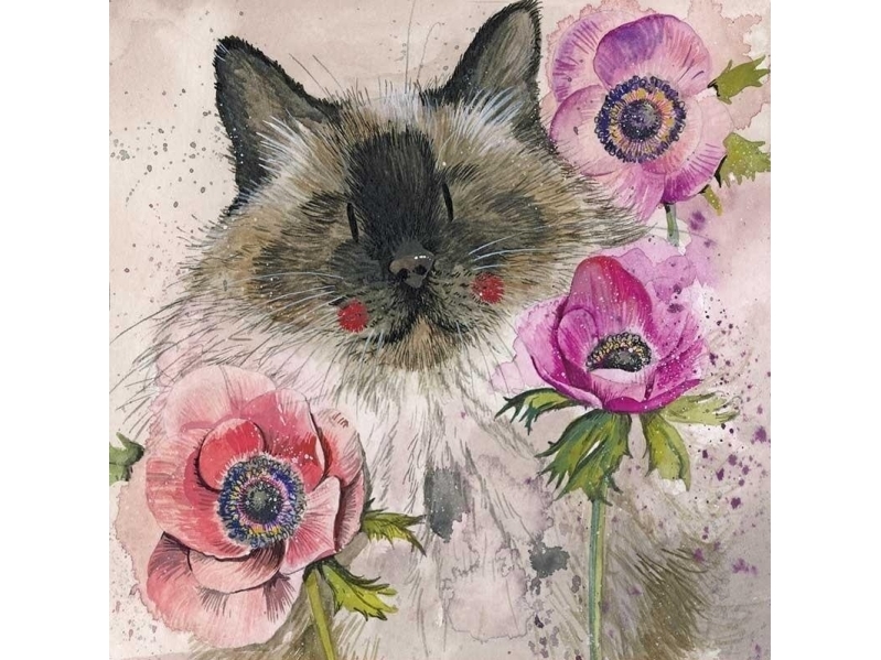 Carnet AC810 Cat in Flowers