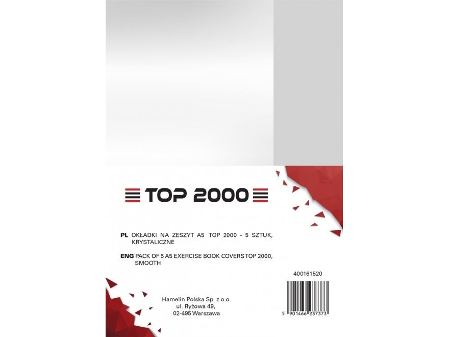 TOP2000 omslag til notesbog A5 PP krystal, 5 stk