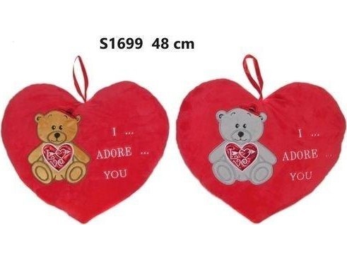 Hjerte Bamse Pude 48Cm Mix