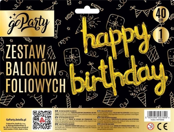 Set Aus Happy Birthday Goldfolie Ballons