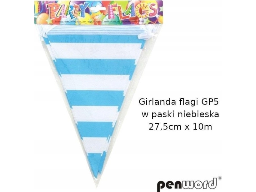 Gestreifte Flaggengirlande Blau 27,5Cmx10m