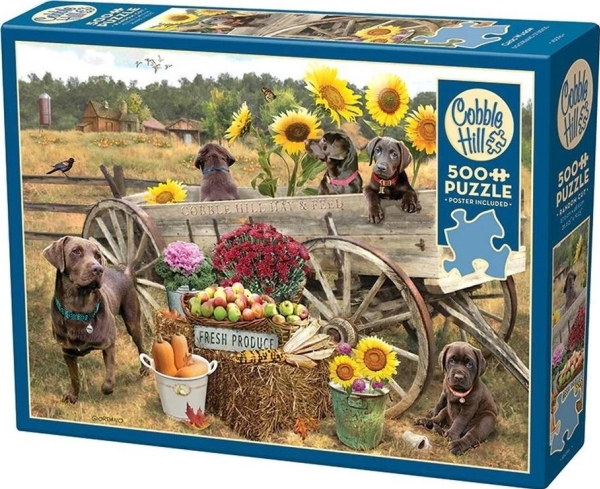 Puzzle 500 brikker Labradors off the wagon, horses lighter G3