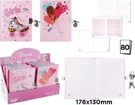Notesblokke med hængelås 178x130 mm Big Dream Girls MIX