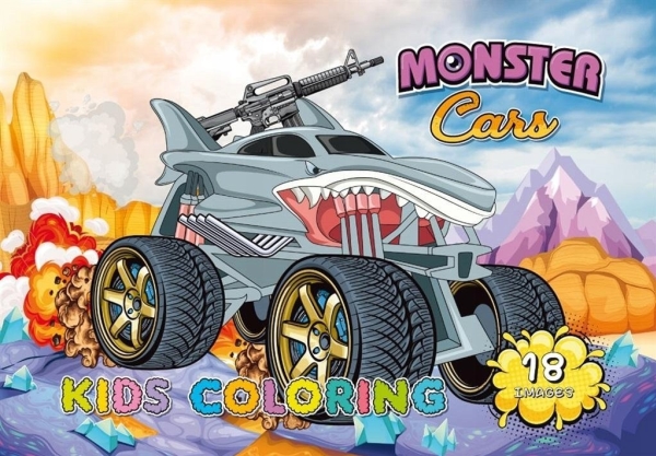 Malbuch A4 18 Bilder Monsterautos