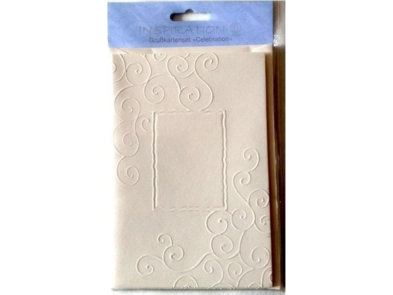 Embossed Cards + Envelopes Ornament Creme 03 5Pcs