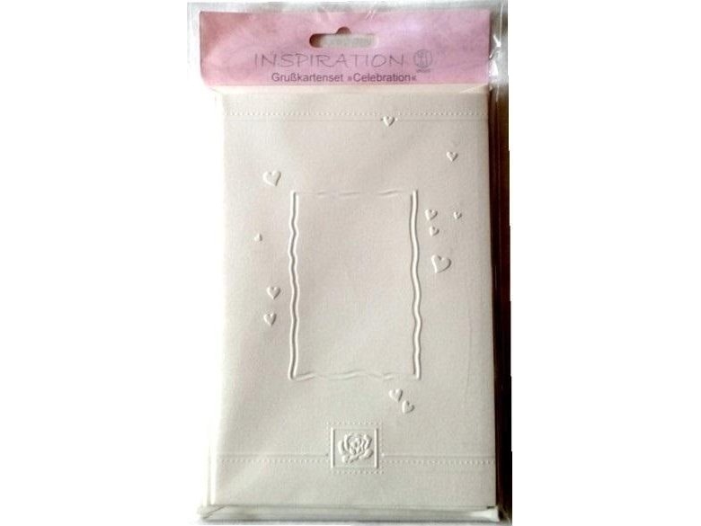 Geprägte Karten + Umschläge Herzen Creme 06 5St