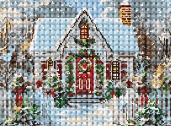 Ideyka diamantsæt mozaik - Julehus 30x40 cm