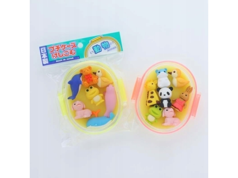 Iwako Radiergummi Puzzle Set Bento In Mini-Lunchbox "Tiere" 7Tlg.