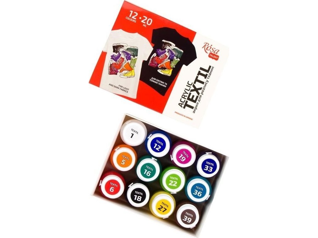 Style tekstilmaling 20 ml 12 farver