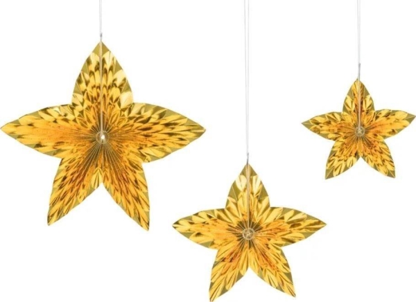 Weihnachtsdekoration Partydeco Dekorative Rosetten Sterne, Gold Einheitsgröße