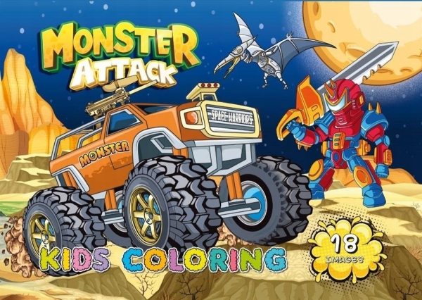 Malbuch A4 18 Bilder Monster Greifen An