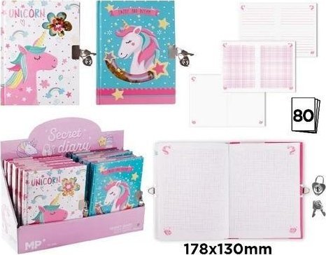 Notepads With Padlock 178X130mm Unicorn Mix
