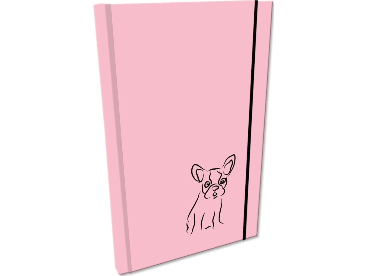 A5 Glatter Radiergummi Notizbuch Soft Touch Bulldog Rosa |