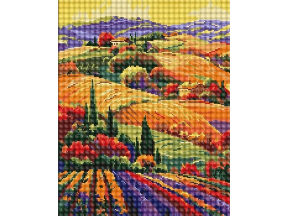 Diamantmosaik - Farverigt Landskab 40X50cm