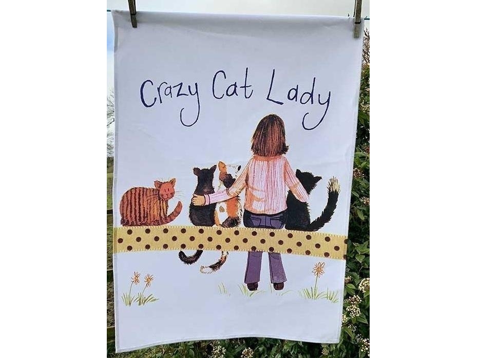 Køkkenhåndklæde Tt38 Crazy Cat Lady Kociara
