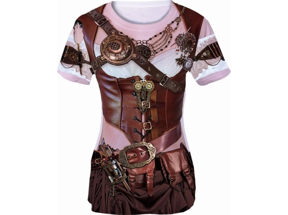 Steampunk Lady Bedrucktes T-Shirt Größe M