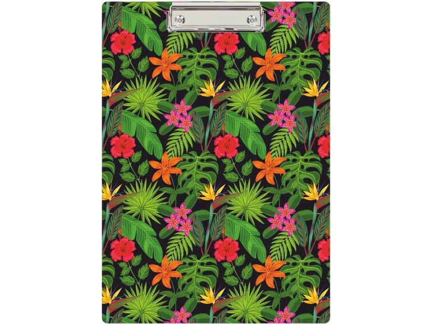 Biurfol skriveplade med klips og PVC-underlag til papir A4 flowers