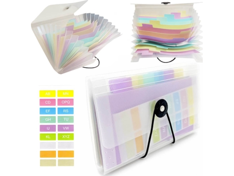 Biurfol mappe/organizer med 13 rum harmonika 12x18 cm