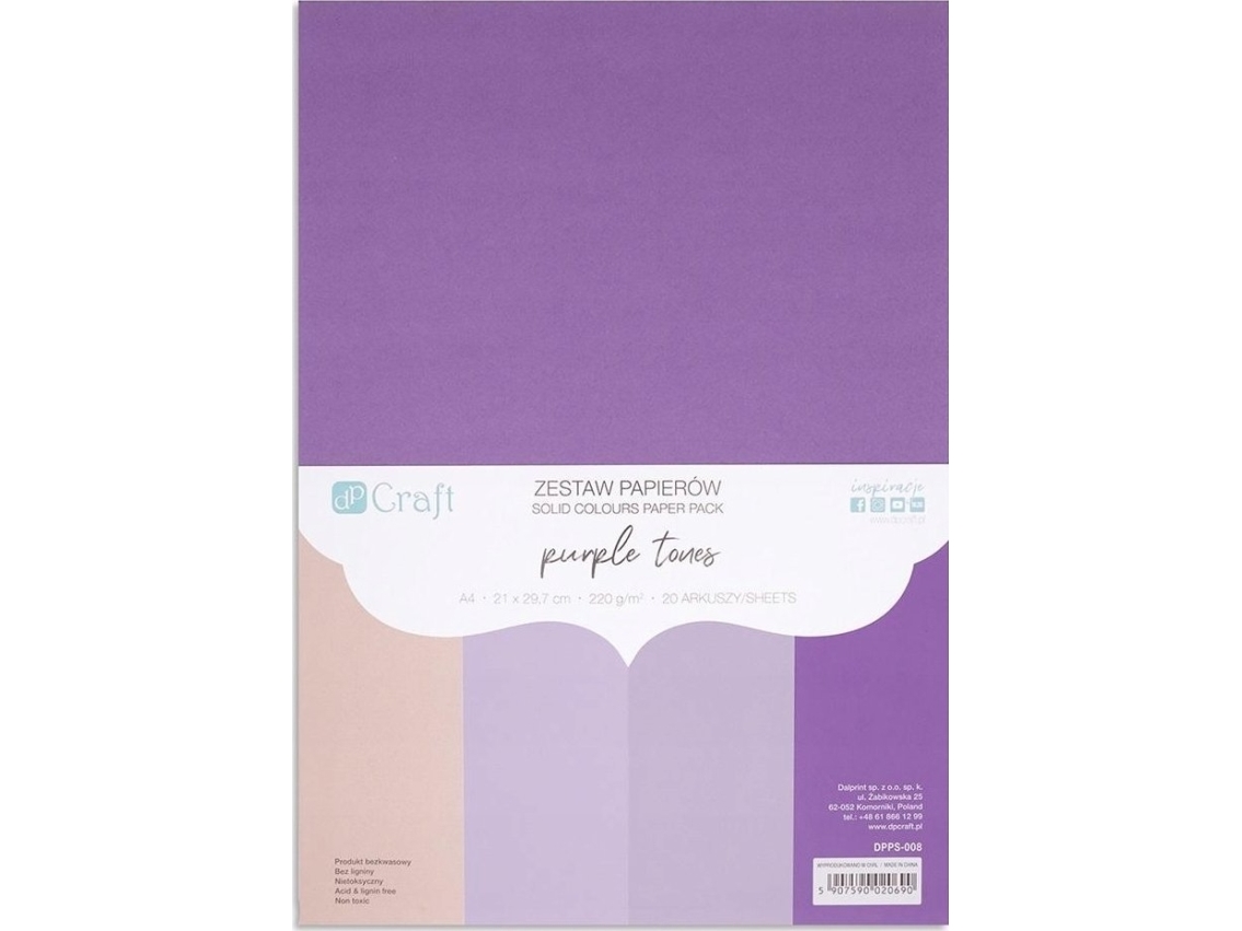 Papirsæt A4 20 ark Lilla toner 220g