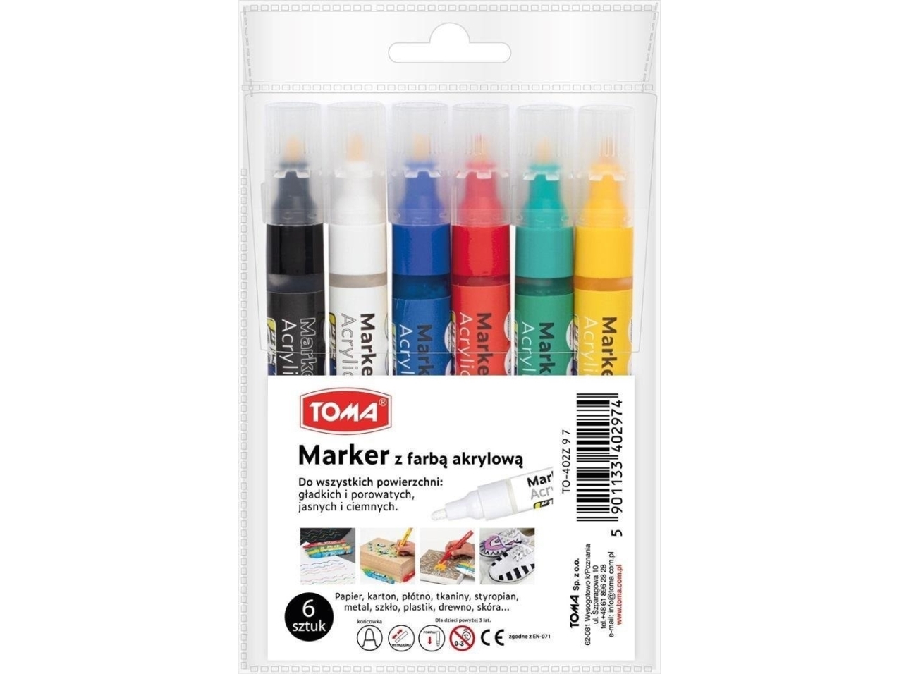 Acryl Marker Rund Spids 2,5 Mm 6 Farver