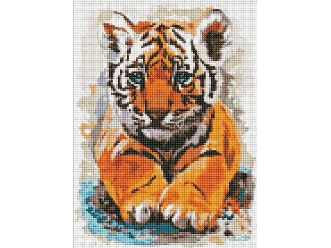 Diamantmosaik - Lille Tiger 30X40cm