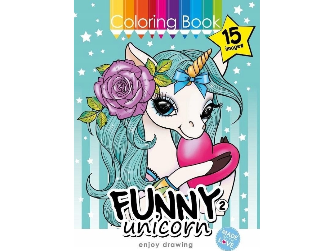 A4 farvebog 15 billeder sjove enhjørninger 2