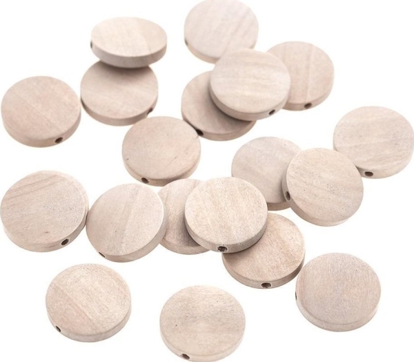 Wooden coin beads 20mm 20pcs