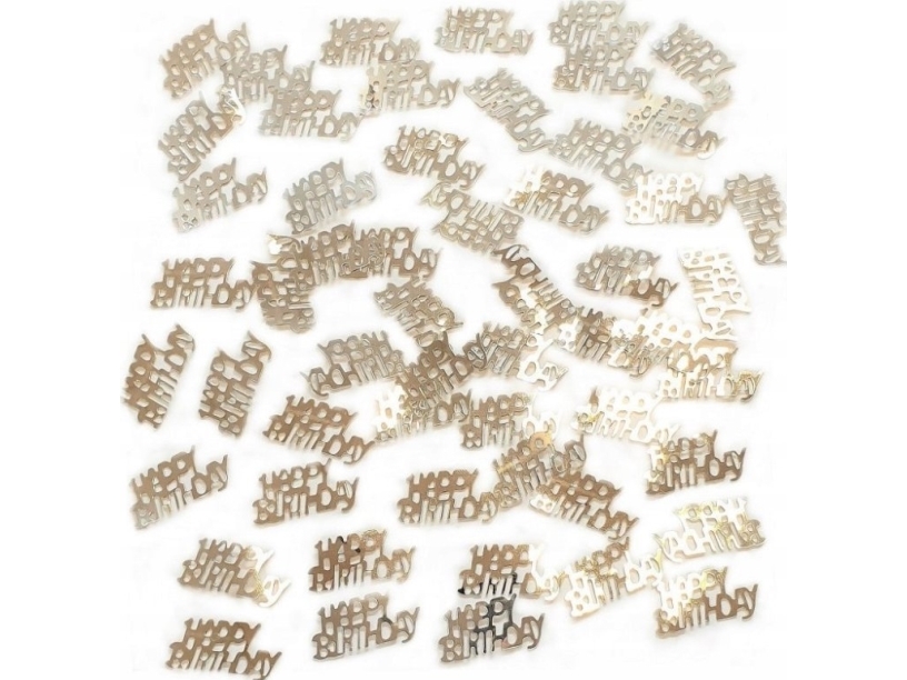 Metallisk konfetti Happy Birthday sølv