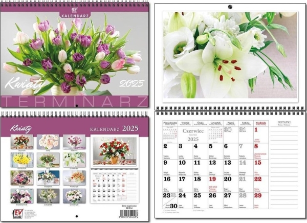 Kalender 2025 A4 Skema 13 Ark Blomster