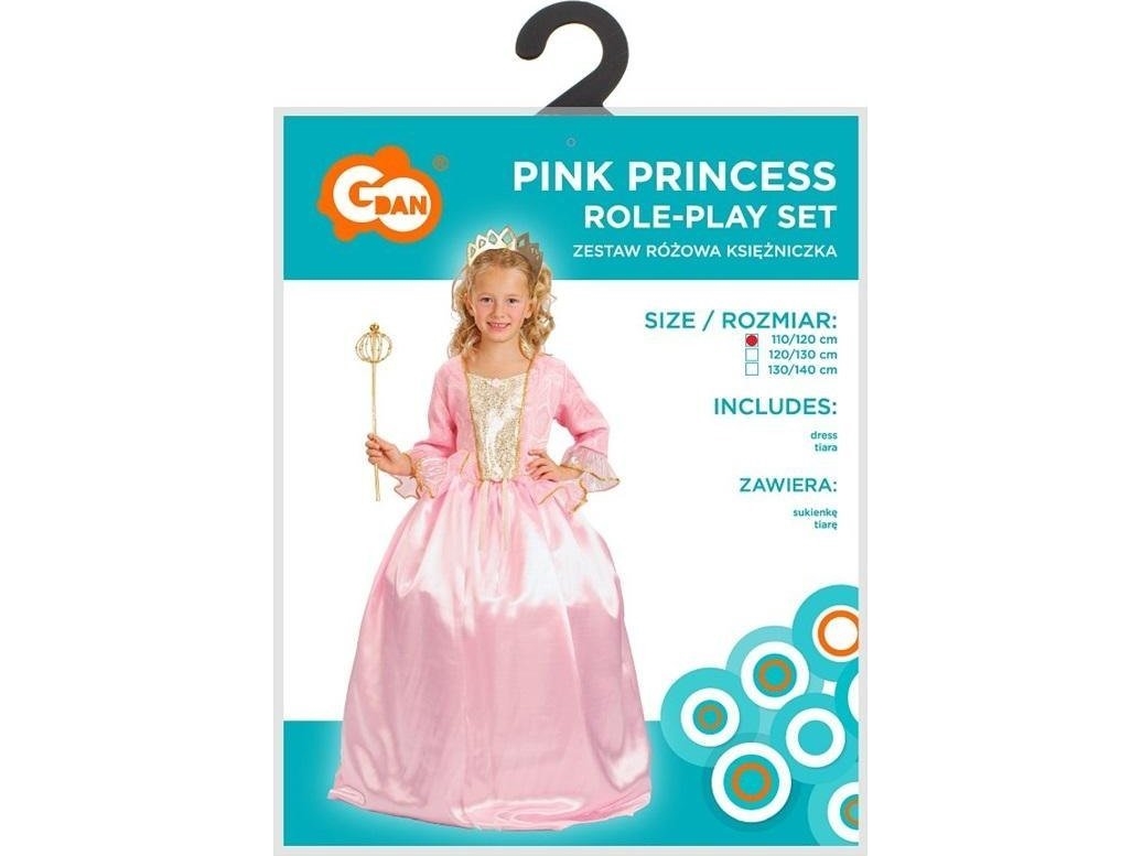 Pink Prinsessekostume Til Børn, Størrelse 130/140 Cm