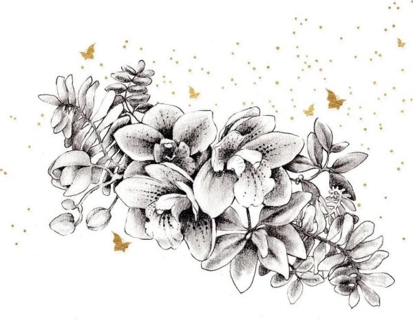Gilded Square Card Cl3821_Bl Flowers |