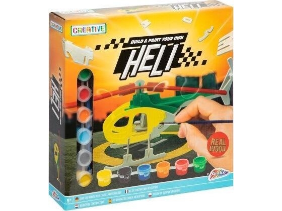 Helikopter i trä, 6 färger + pensel | Leksaker - Bilar och andra fordon - Flyg och helikoptrar | GameStuff