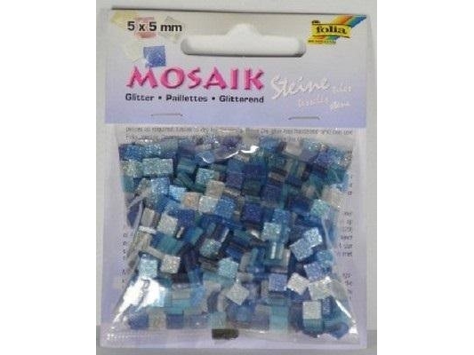Mosaiksten Med Glitter 5X5mm Blå
