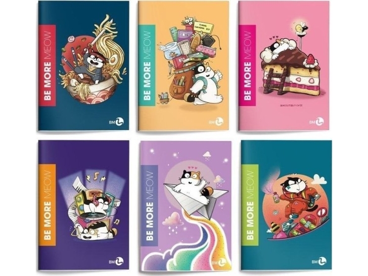 Notebook A4/36K Line Be More Meow (10Pcs)