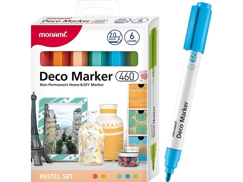 Monami Acryl Dekorative Dekomarker B 460 6 Farben Pastell Monami