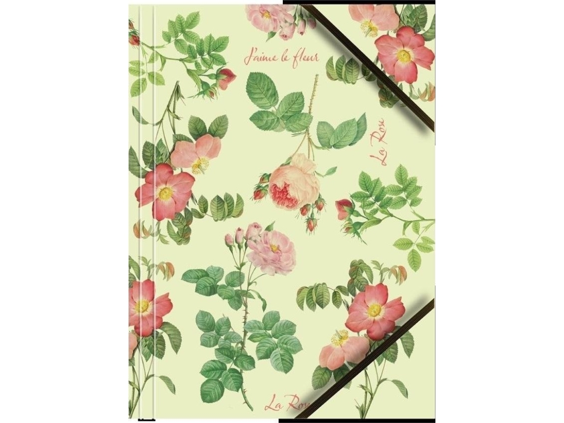 A4 Cardboard Folder With Corner Rubber Band Roses (6Pcs)