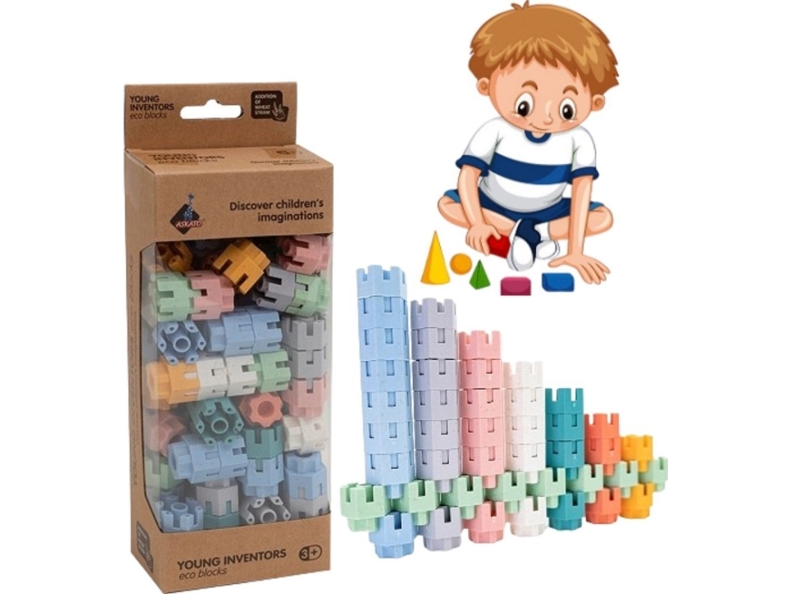 Askato Kleine Genies Schraubblöcke Pastell Eco 60 Elemente