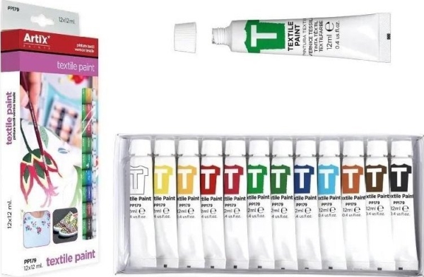 Textilfärg 12 tuber | Papper & Emballage - Märkning - Visitkort | GameStuff