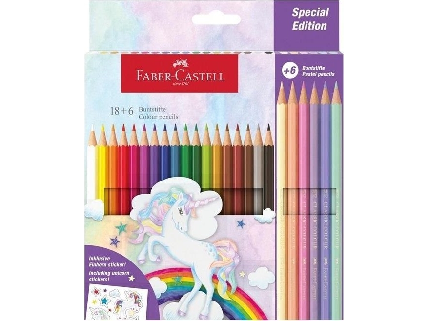 Unicorn hexagonal crayons 18+6 colors. | Skola & Hobby - Solida färger - Färgkritonger för skolanvändning | GameStuff
