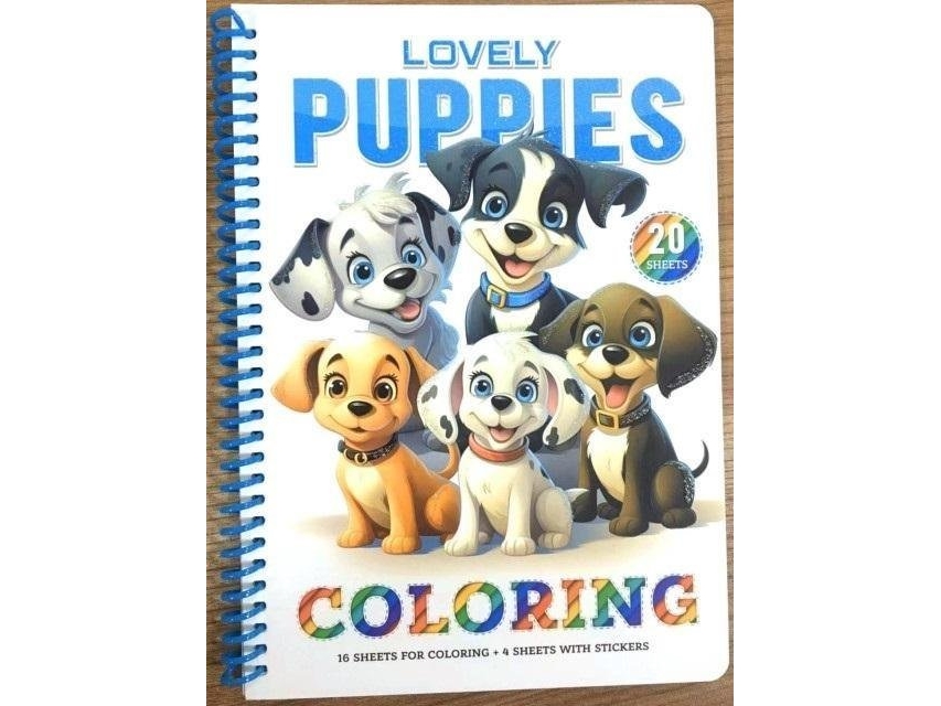 Coloring book A5 circle 20 sheets Cute puppies