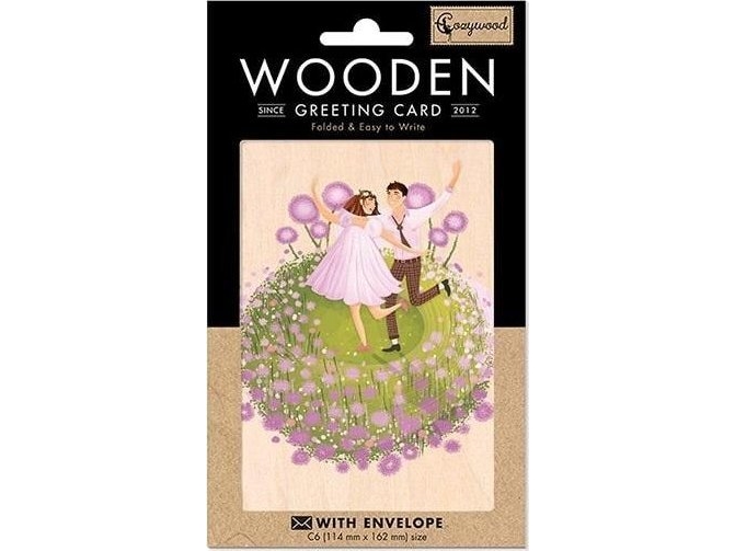 Holzcarnet C6 + Umschlag Hochzeit Glade