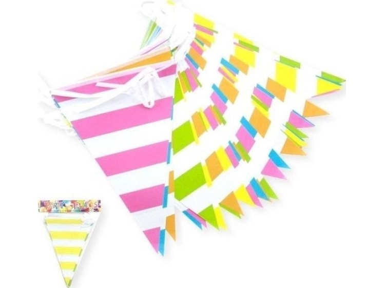 Randig flaggarkedja mixfärger 27,5 cm x 10 m | Belysning - Annan belysning - Ljusslingor | GameStuff
