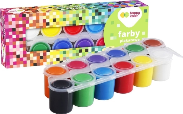 Tempera Poster Paints 12 Colors Happy Color