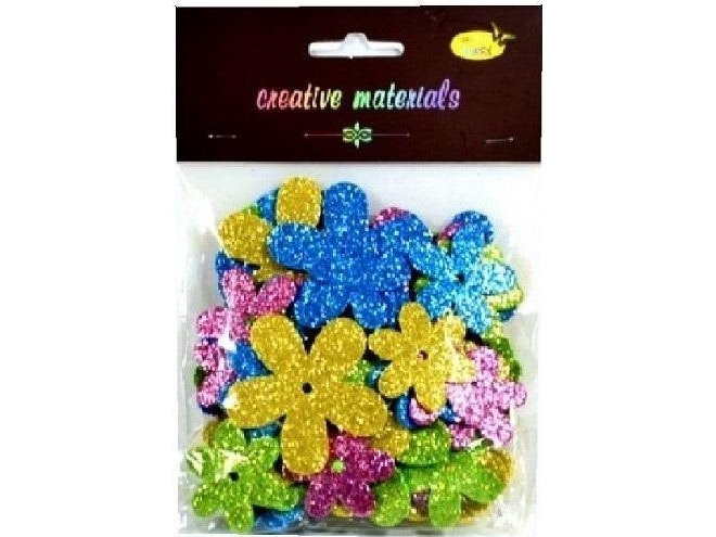 Frühling Glitzer Schaumstoff Blumen 56Pcs