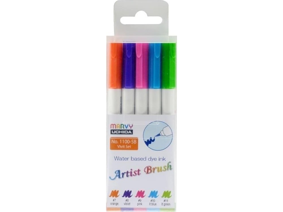 Marvy Uchida Spalvoti Flomasteriai Artist 1100-5B Vivid, 5Vnt.