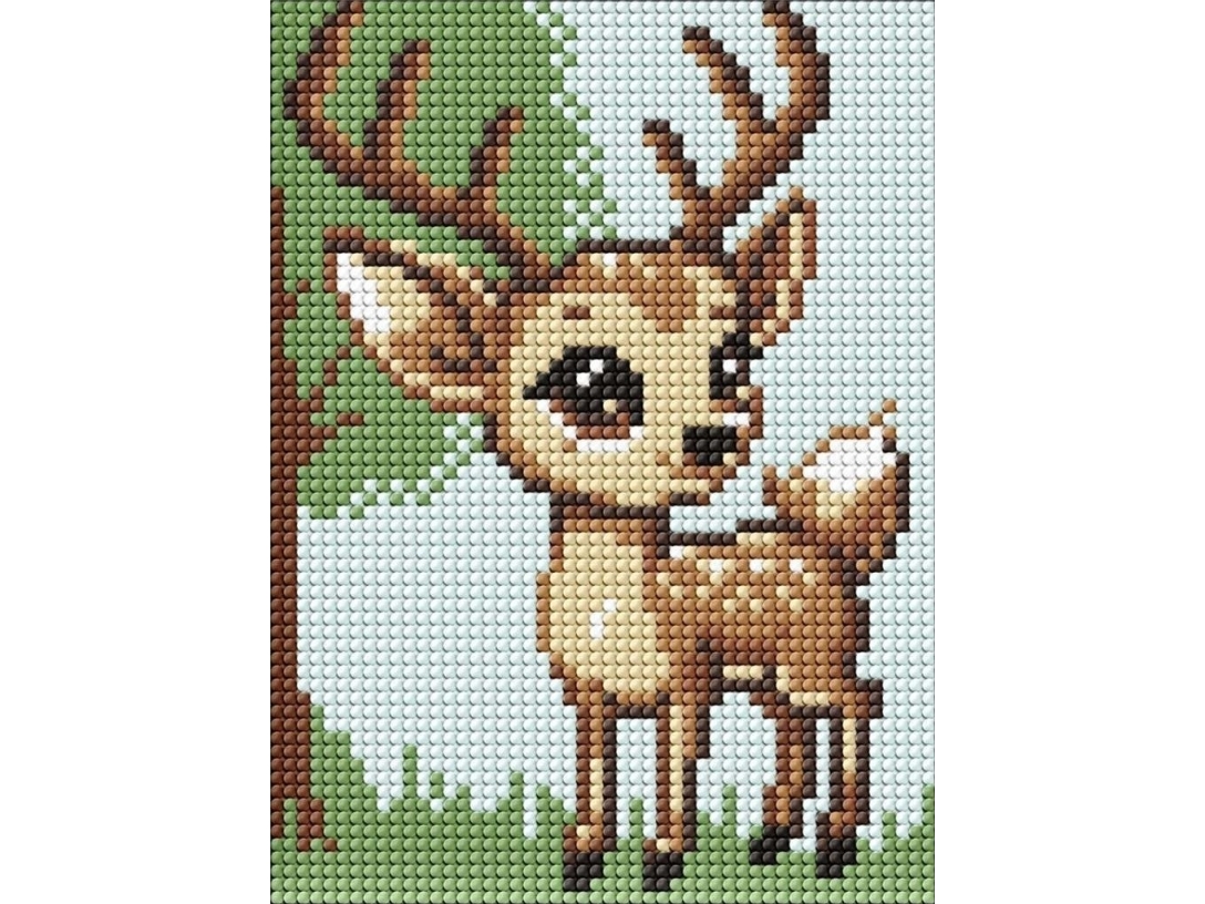 Ideyka diamantmosaik uden ramme - Rensdyr 15x20 cm