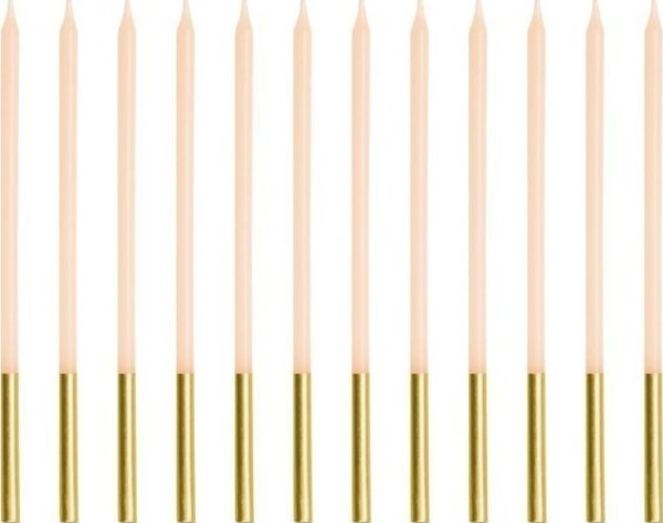 Syntymäpäiväkynttilät tavallinen beige 14cm 12kpl