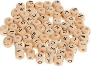 Träpärlor alfabet 8mm 60st | Skola & Hobby - Konsthantverk - Trävaror | GameStuff