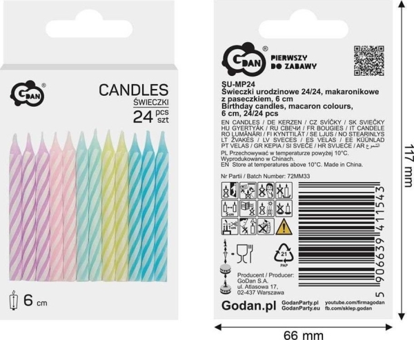 Födelsedagsljus macarons 6cm 24st | Skola & Hobby - Festdekorera - Tårtljus | GameStuff