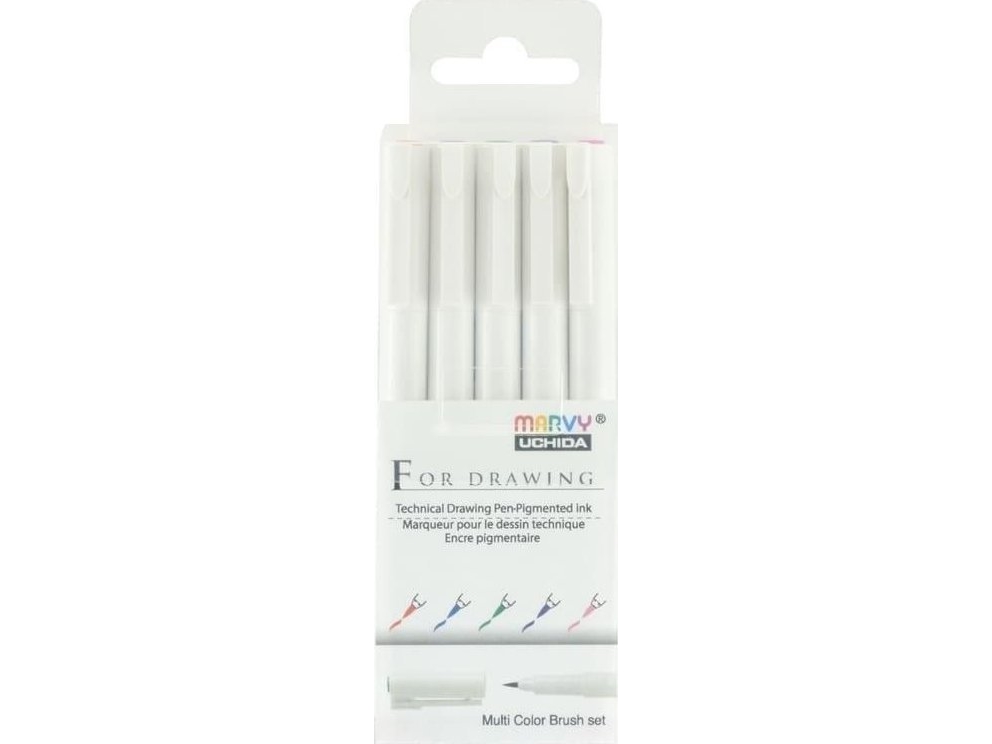 Graphic Pencils With Brush Tip 5Pcs